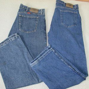 Wrangler Denim Jeans Size 38 x 30 Blue Straight Leg Med Wash 2 Pair